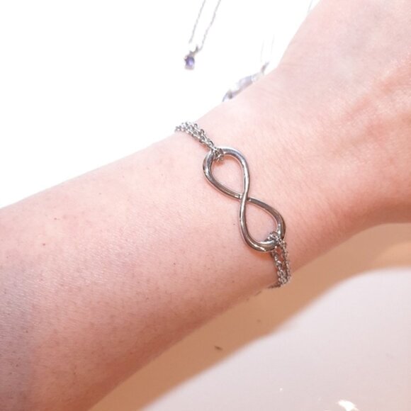 5Pc Jewelry Set Faux Diamond Gemstone Necklace Silver Bangle Infinity Bracelet - Picture 7 of 14